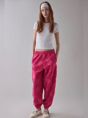 Out From Under Try Me Piled Fleece Printed Slim Jogger Sweatpants NWT
